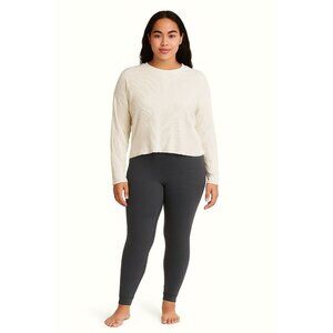 DYI Women's Long Sleeve Waffle Top White Size Large